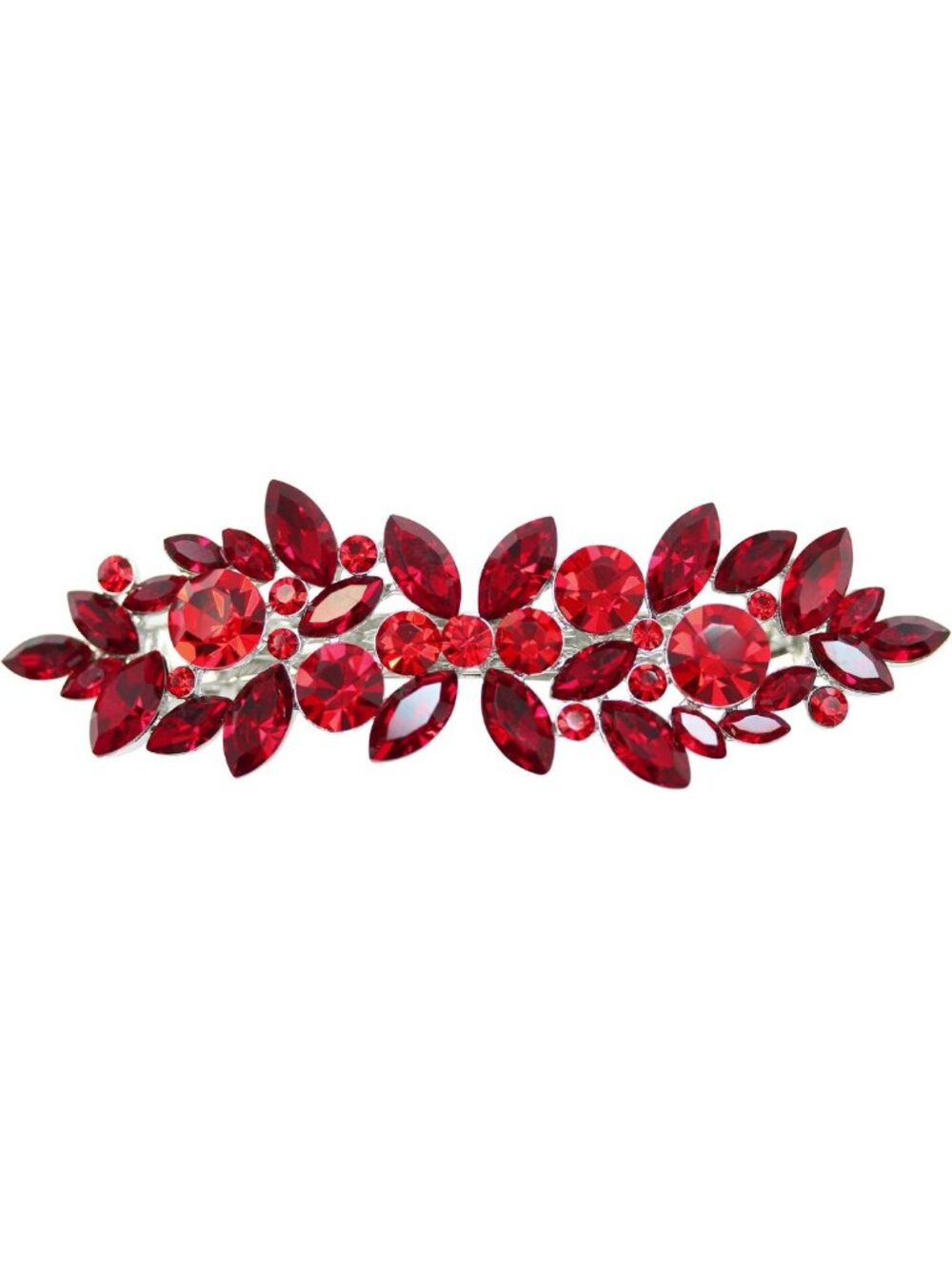 Faship Gorgeous Red Rhinestone Crystal Floral Hair Barrette Clip